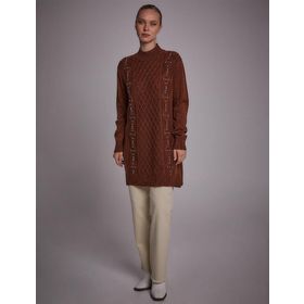 Kayra KA-A23-TRK15 Taşlı Kahve Triko Tunik