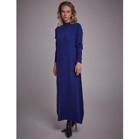 Kayra KA-SZ-TRK04-39Yarım Balıkçı Yaka Saks Triko Elbise