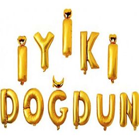 Kazanabil İyi ki Doğdun Set Altın Renkli 40 cm Folyo Balon Harfler