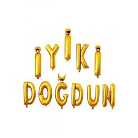 Kazanabil İyi ki Doğdun Set Altın Renkli 40 cm Folyo Balon Harfler