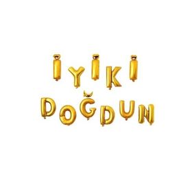 Kazanabil İyi ki Doğdun Set Altın Renkli 40 cm Folyo Balon Harfler