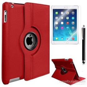 Kea Apple iPad Air iPad 5 360 Derece Dönebilen Standlı Kırmızı Kılıf
