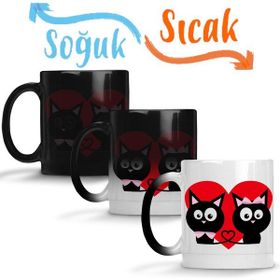 Kedicikler Kalp Cats Kedi Sihirli Porselen Kupa