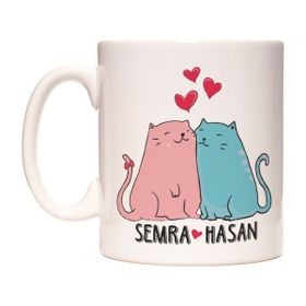 Kedili Kişiye İsme Özel Kedi Kupa Bardak