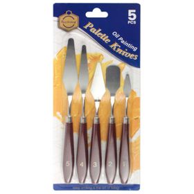 Keep G276 Smiling 5'li Ahşap Saplı Metal Spatul Palet Bıçağı Seti