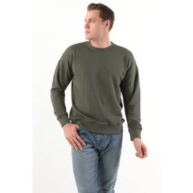 Keep Out Erkek Haki Bisiklet Yaka Oversize Sweatshirt