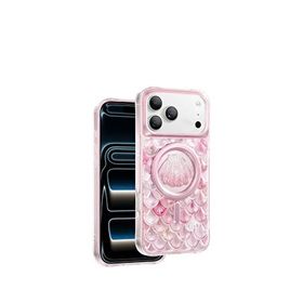 Keephone iPhone 17 Pro Max Iceland Simli Magsafe Uyumlu Pembe Telefon Kılıfı