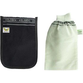 Kelebek Kese 2 Adet 25x17 cm Siyah ve Beyaz Kalın Hamam Kesesi
