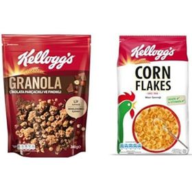 Kellogg's 340 gr Çikolata Parçacıklı ve Fındıklı Granola + 400 gr Corn Flakes