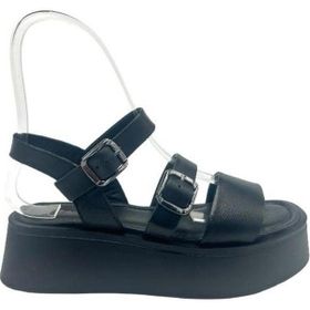 Kemal Tanca 862 M-317 Siyah Kadın Dolgu Topuklu Sandalet