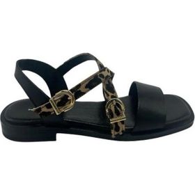 Kemal Tanca 874 K-201 Siyah Leopar Kadın Sandalet