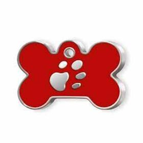 Kemik Şeklinde Mineli Büyük Kırmızı Köpek Künyesi