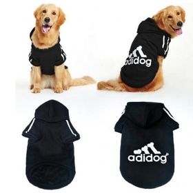 Kemique Adidog Black Hoodie Kapşonlu Sweatshirt Orta ve Büyük Irklar İçin Köpek Kıyafeti