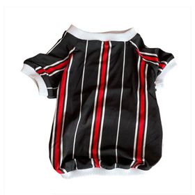 Kemique Black Red White Striped Oval Yaka T-shirt Köpek Elbisesi