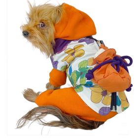 Kemique Flower Power Çantalı Tulumlu Su Itici Yağmurluklu XL Mor Köpek Seti Kıyafeti