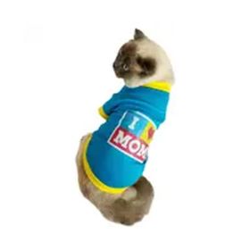 Kemique I Love Mom Blue Oval Yaka T-shirt Kedi Elbisesi