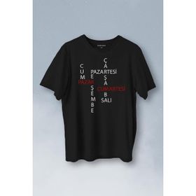 Kendim Seçtim Günler Minimal Yazılı Baskılı Siyah Erkek T-Shirt
