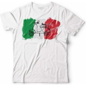 Kendim Seçtim Italian Flag Italya Bayrağı Vespa Scooter Beyaz Çocuk T-shirt