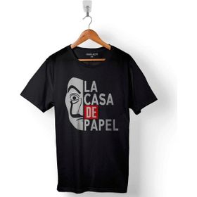 Kendim Seçtim La Casa De Papel Half Face Yarım Yüz Baskılı Siyah Unisex T-Shirt