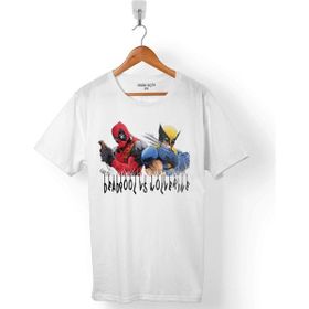 Kendim Seçtim Marvel Deadpool vs Wolverine Beyaz Erkek Tişört