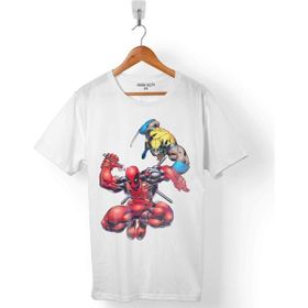 Kendim Seçtim Marvel Deadpool vs Wolverine Beyaz Erkek Tişört