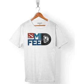 Kendim Seçtim Mid Or Feed Dota 2 Logo Beyaz Erkek Tişört