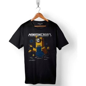 Kendim Seçtim Minecraft Minions Baskılı Siyah Unisex T-Shirt