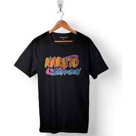 Kendim Seçtim Naruto Shippuuden Logo Baskılı Siyah Unisex T-Shirt