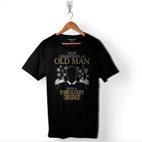 Kendim Seçtim Never Undersestimate An Old Man With A Bicycle Baskılı Siyah Unisex T-Shirt