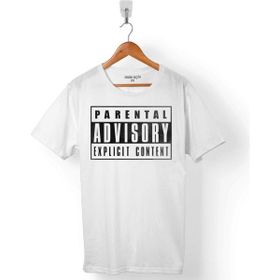 Kendim Seçtim Parental Advisory Explicit Content Beyaz Erkek Tişört
