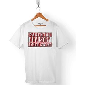 Kendim Seçtim Parental Advisory Explicit Content Beyaz Erkek Tişört
