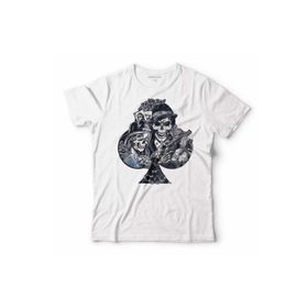 Kendim Seçtim T01B3372 Beyaz Chıcano Style Maça Kızı As Gungs Kuru Kafa Erkek T-shirt