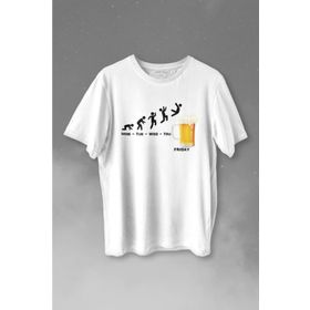 Kendim Seçtim T01B3644 Beer Week Friday Weekend Bira Alkol Hafta Sonu Tatili Baskılı Beyaz Unisex T-shirt