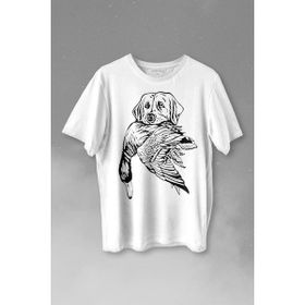 Kendim Seçtim T01S3773 Dog Duck Av Köpeği ve Ördek Köpek Hunting Baskılı Beyaz Unisex T-shirt