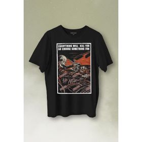 Kendim Seçtim T01S4021 Choose Somthing Fun Araba Kuru Kafa Baskılı Siyay Unisex T-shirt
