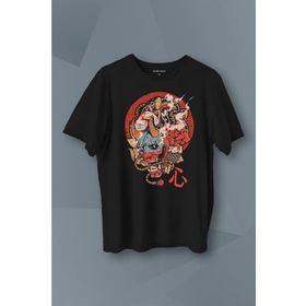 Kendim Seçtim T01S4113 Annya Maske Oni Japanese Demon Mask Japon Baskılı Siyah Unisex T-shirt