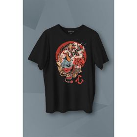 Kendim Seçtim T01S4113 Annya Maske Oni Japanese Demon Mask Japon Baskılı Siyah Unisex T-shirt