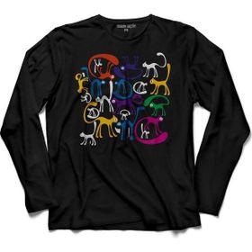 Kendim Seçtim T04S1854 Cats Kara Kediler Göz Black Cat Eye Uzun Kollu T-shirt