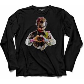 Kendim Seçtim T04S1956 Batman Kara Şovalye Joker My Heart Betmen Uzun Kollu Siyah Erkek T-shirt