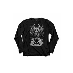 Kendim Seçtim T04S3454 Siyah Hollow Knıght Ghost Cadılar Bayramı Kuru Kafa Uzun Kollu Erkek T-shirt