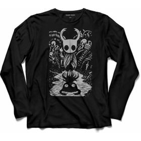 Kendim Seçtim T04S3454 Siyah Hollow Knıght Ghost Cadılar Bayramı Kuru Kafa Uzun Kollu Erkek T-shirt
