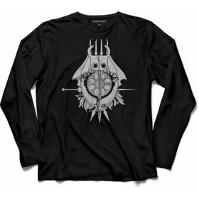 Kendim Seçtim T04S3454 Siyah Hollow Knıght Ghost Cadılar Bayramı Kuru Kafa Uzun Kollu Erkek T-shirt