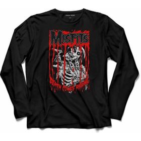 Kendim Seçtim T04S3482 The Mısfıts Punk Rock Death Comes Rıppıng Uzun Kollu Siyah Erkek T-shirt
