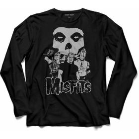 Kendim Seçtim T04S3482 The Mısfıts Punk Rock Death Comes Rıppıng Uzun Kollu Siyah Erkek T-shirt