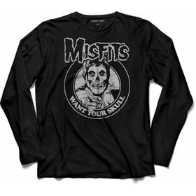 Kendim Seçtim T04S3482 The Mısfıts Punk Rock Death Comes Rıppıng Uzun Kollu Siyah Renkli Erkek T-shirt