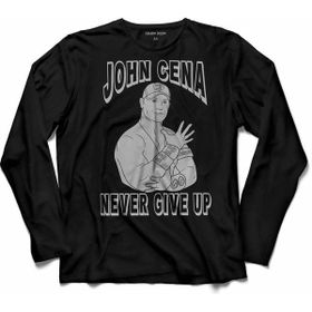Kendim Seçtim T04S3484 John Cena Never Gıve Up Wwe Amerikan Güreşi Uzun Kollu Siyah Erekk T-shirt