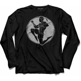 Kendim Seçtim T04S3520 Muay Thaı Muaythai Kick Boks Boxing Uzak Doğu Uzun Kollu Siyah Erkek T-shirt