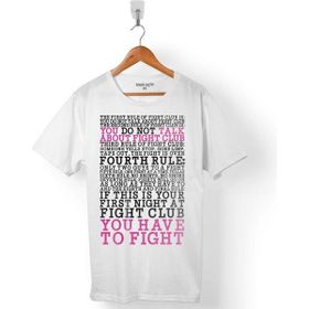 Kendim Seçtim The Rules Of Fight Club Dövüş Kulübü Kuralları Beyaz Erkek Tişört