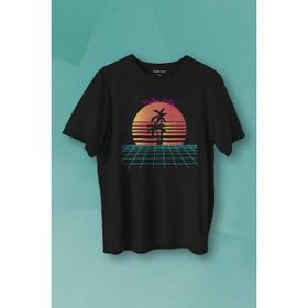 Kendim Seçtim Vaporwave Palm City Retro 80's 90's Doksanlar Gamer Punk Siyah Baskılı Unisex Tişört