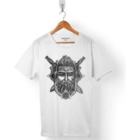 Kendim Seçtim Vikings Skull Head İskandinav Vikingler Beyaz Erkek Tişört